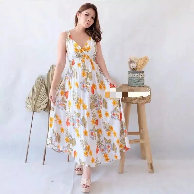 DRESS MOZA TALI Casual Rayon Wanita Motif Bali Korean dress