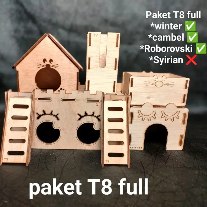 T8 paket rumah hamster isi 4, T8 full paket rumah hamster lucu isi 5. Rumah hamster lucu, hamster roborovski, cambel, winter white 0