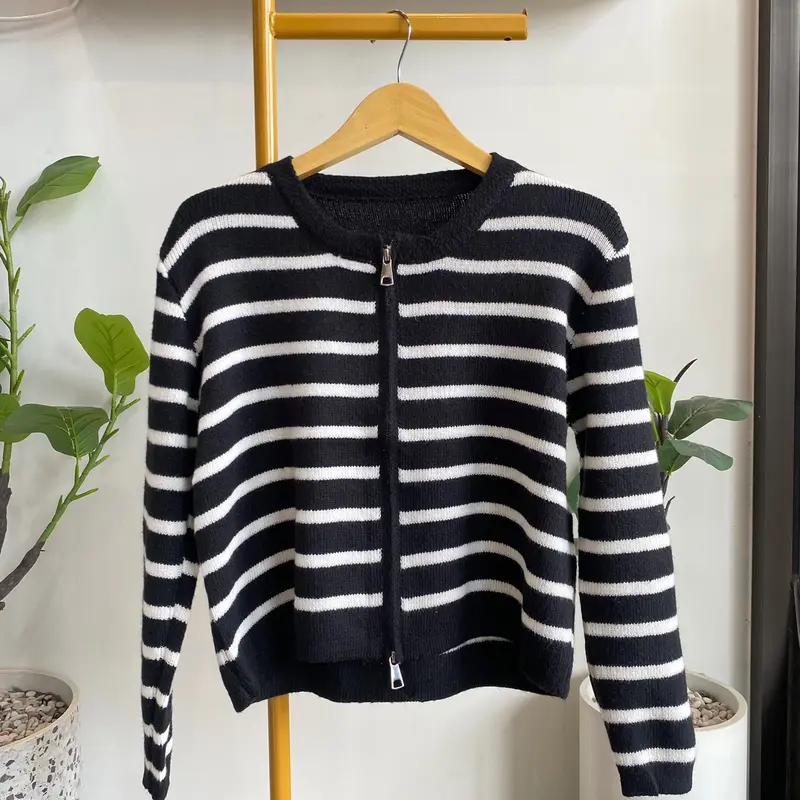 Baju Rajut Wanita Strip Terbaru Lengan Panjang - Atasan 3