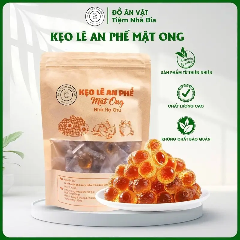 Kẹo lê an phế mật ong - thanh nhiệt tiêu đờm mềm dẻo thơm ngon túi 500g Ăn Vặt Candy Snack Food Chua Thức Ăn 0