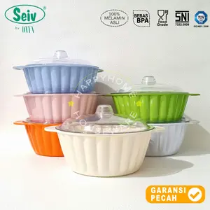 SEIV 1pcs Casserole Round 7,5in Melamin SMC75BAC Tempat Saji Bulat Prasmanan Makan Tutup 24x19x8 cm Food Grade Tahan Gores - Kitchenware