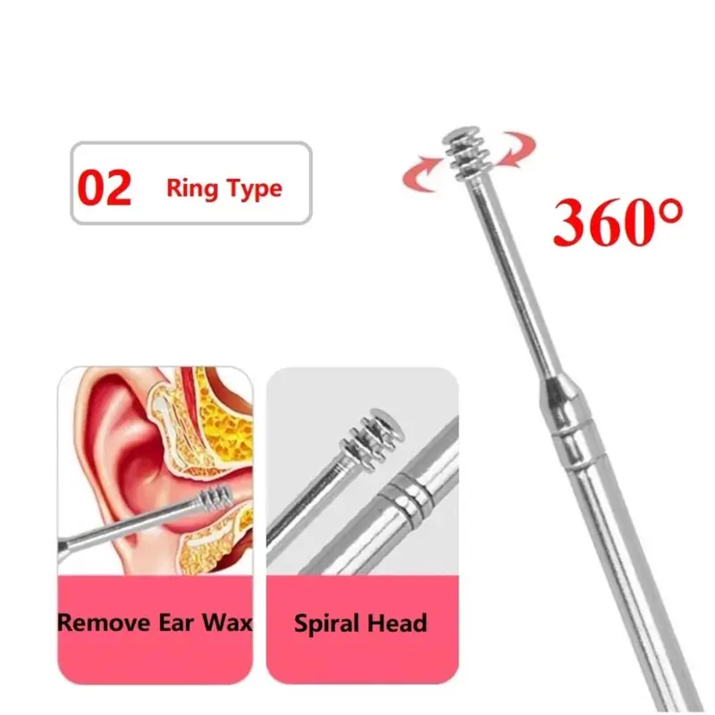 Korek Kuping Stainless Steel Earwax Earpick Cleaner Alat Pengorek Kotoran 2