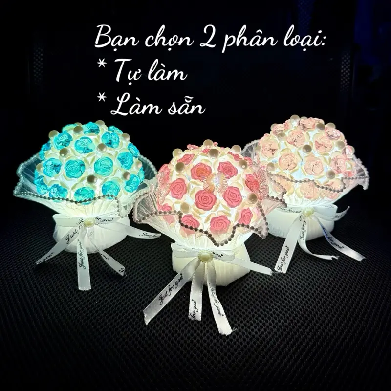 Quà tặng HOT Đèn hoa hồng nhựa pha lê Quà Handmade Dễ Thương quà tặng handmade ý nghĩa ngày 20 tháng 10, 8 tháng 3, 14 tháng 2 - S0363 S0395
