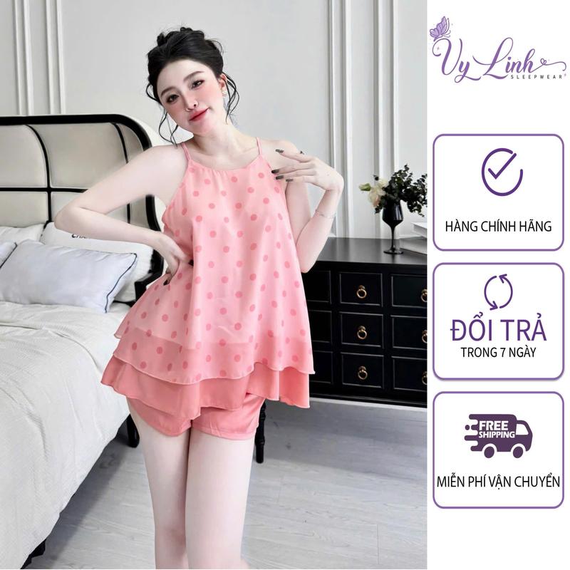 Bộ Đồ Yếm Ngủ Nữ Dễ Thương Chất Liệu Voan Tơ Cao Cấp Nhẹ Dịu Mát S1024