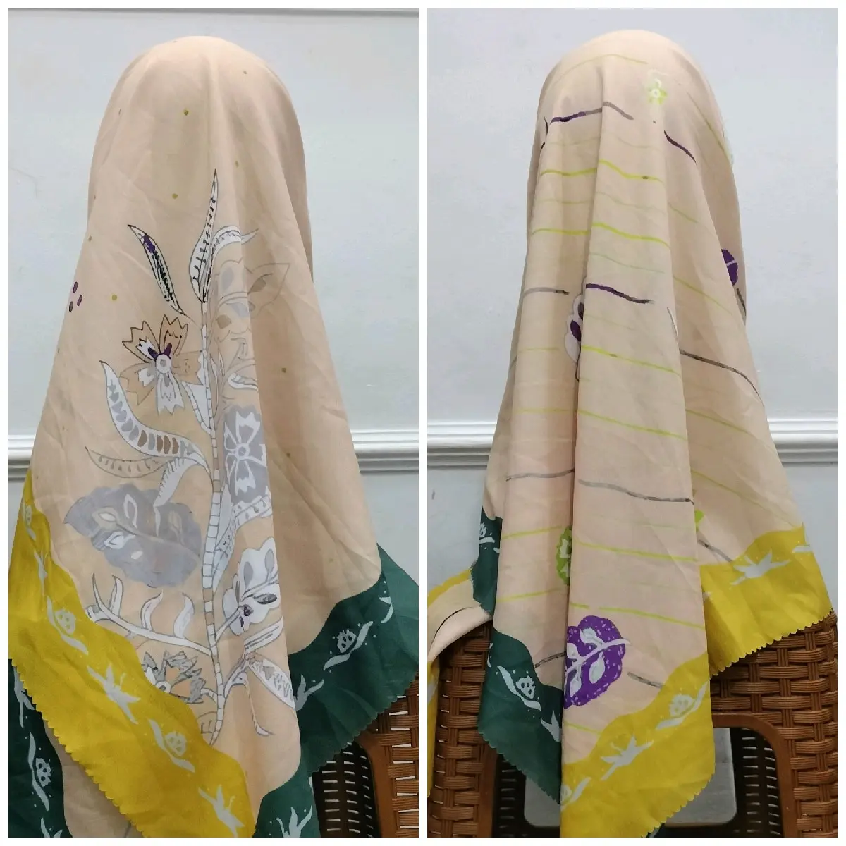 (MOTIF BARU) 2 IN 1 HIJAB PREMIUM VOAL BAHAN ADEM DAN LEMBUT/KERUDUNG MOTIF SPECIAL