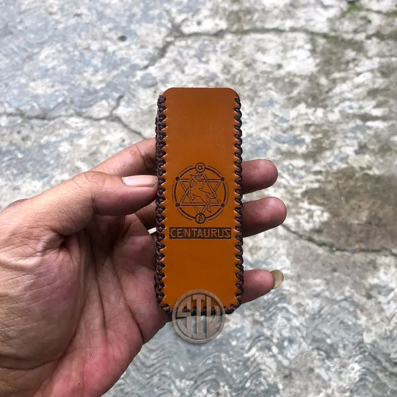 Sleeve Case Centa M100 Kulit Coklat Muda Polos Logo 3