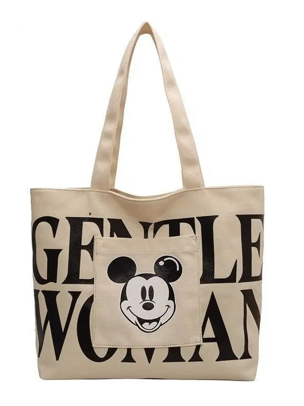 Canvas bag, new cartoon style large capacity tote shoulder bag, tote bag, college commuting and tutoring bag