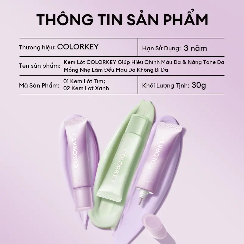 Kem Lót COLORKEY Giúp Hỗ Trợ Điều Chỉnh Màu Da & Nâng Tông Da Mỏng Nhẹ Không Gây Bí Da 30g | BigBuy360 - bigbuy360.vn Kem Lót COLORKEY Giúp Hỗ Trợ Điều Chỉnh Màu Da & Nâng Tông Da Mỏng Nhẹ Không Gây Bí Da 30g | BigBuy360 - bigbuy360.vn