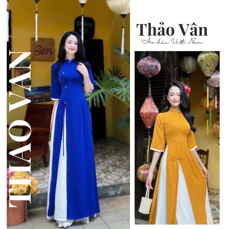 Áo Dài Truyền Thống Nữ Kiểu Cách 4 Tà Vải Lụa Mỹ  Cao Cấp Đủ Màu Đính Kết Hoa Mai Mềm Rủ, Không Nhăn Phù Hợp Đi Sự Kiện, Đi Dạy, Đám Cưới