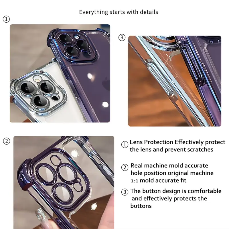 Ốp Điện Thoại, Ốp Cho OPPO A78 5G, Reno 8T 5G, Reno 8T 4G, Túi Khí Từ Tính Không Dây Mềm Sang Trọng, Chống Sốc, Ốp Điện Thoại Trong Suốt, Ốp Điện Thoại Mạ Điện Tử Bốn Góc 2
