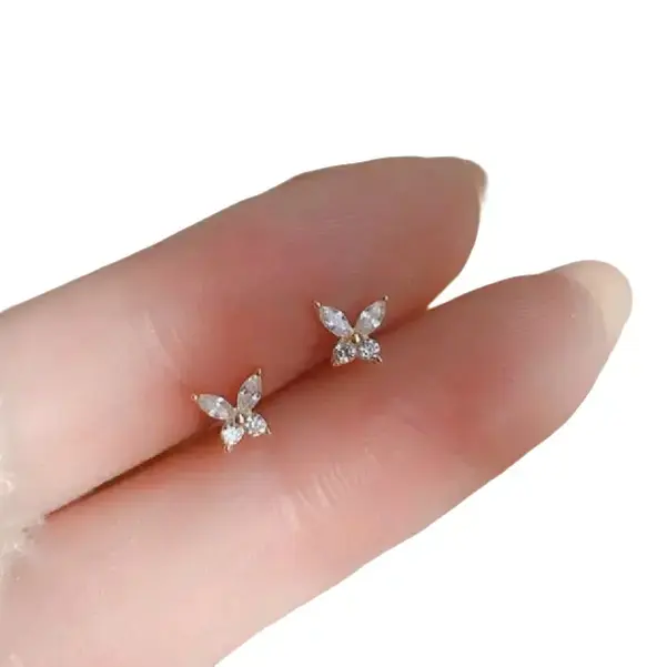 PERHIASAN WANITA ANTING TUSUK TITANIUM MOTIF KUPU-KUPU CANTIK TERBARU GOLD ANTI LUNTUR Earrings