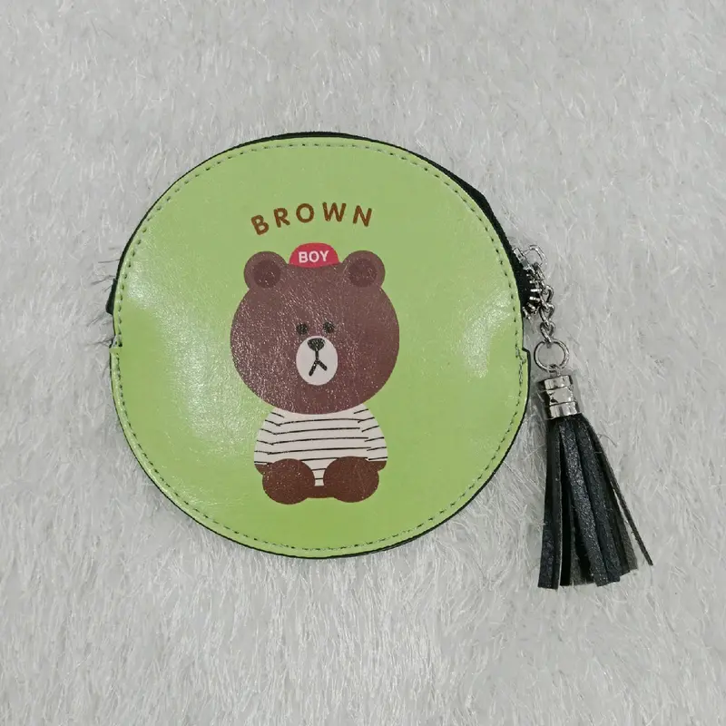 DOMPET KOIN BULAT WARNA RANDOM Karakter Wanita Kulit Uang Kartu 3