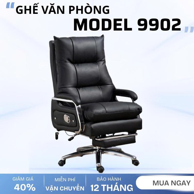 Ghế Giám Đốc Bọc Da Cao Cấp, Ghế Chủ Tịch Xoay Làm Việc Văn Phòng Phong Cách Sang Trọng model 9902 có kèm phân loại có massage rung 7 điểm