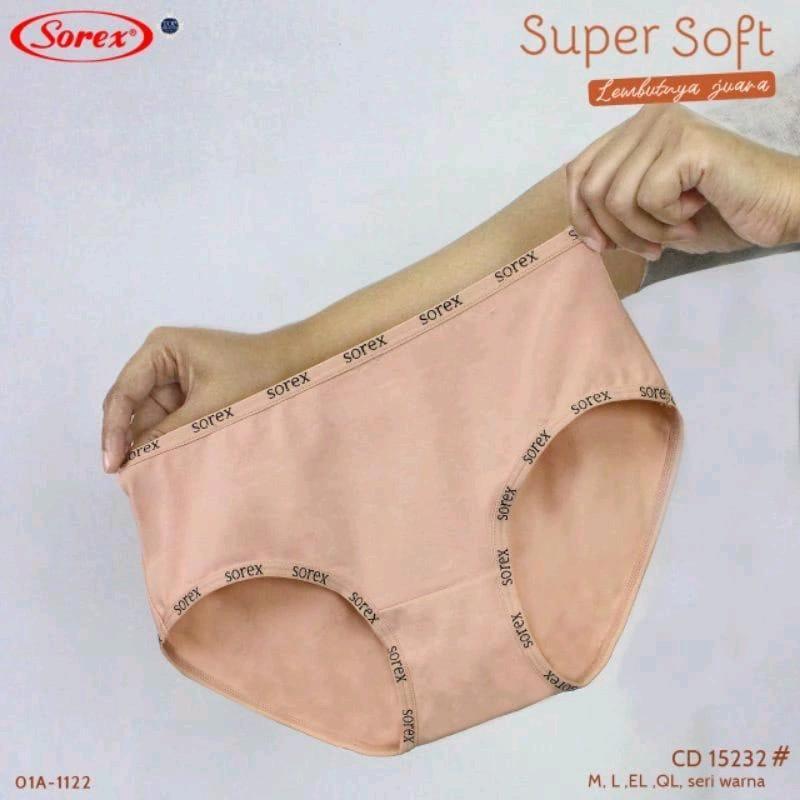 3pcs CD Sorex 15232 Celana Dalam Wanita Super Soft Midi Lembut Nyaman Katun Basic Karet 1