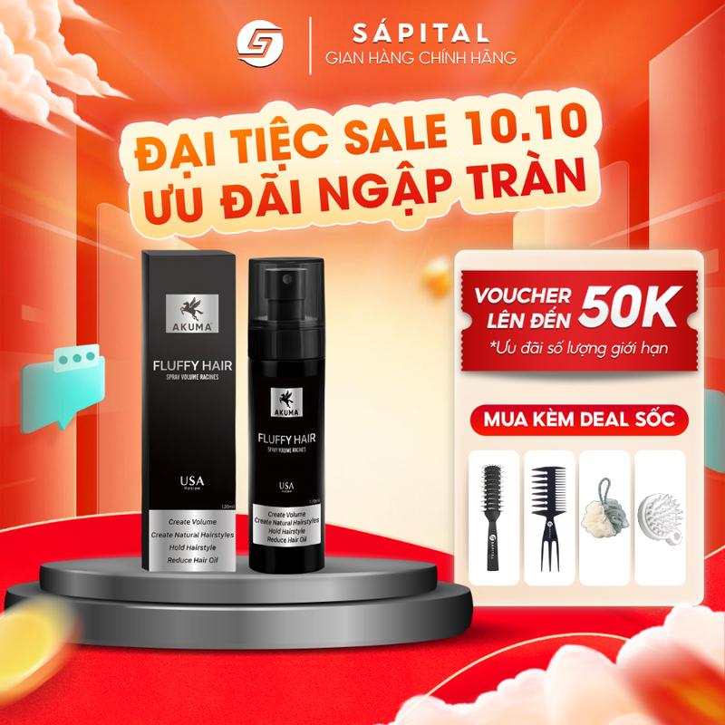 Xịt tạo phồng Akuma Fluffy Hair 120ml giúp tóc bồng bềnh - Tạo độ phồng tóc, kiềm dầu tốt, phù hợp cho cả nam và nữ