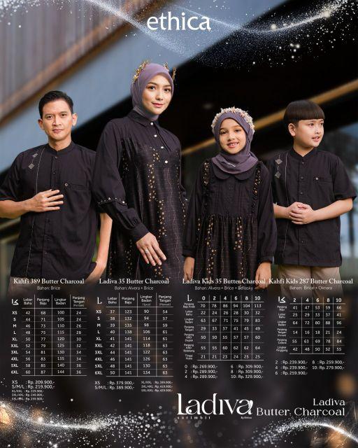 ETHICA - Sarimbit Ladiva Series 2026 Butter Charcoal gamis keluarga koko dewasa dress ibu gamis couple keluarga