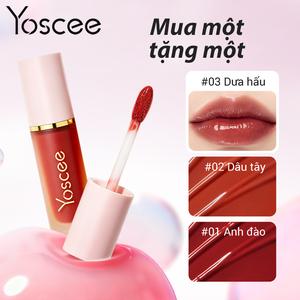 Mua 1 tặng 2 | Yoscee Son bóng chống nước dưỡng ẩm lâu dài Son phủ bóng Chăm sóc môi Trang điểm làm đẹp Son dưỡng bóng môi