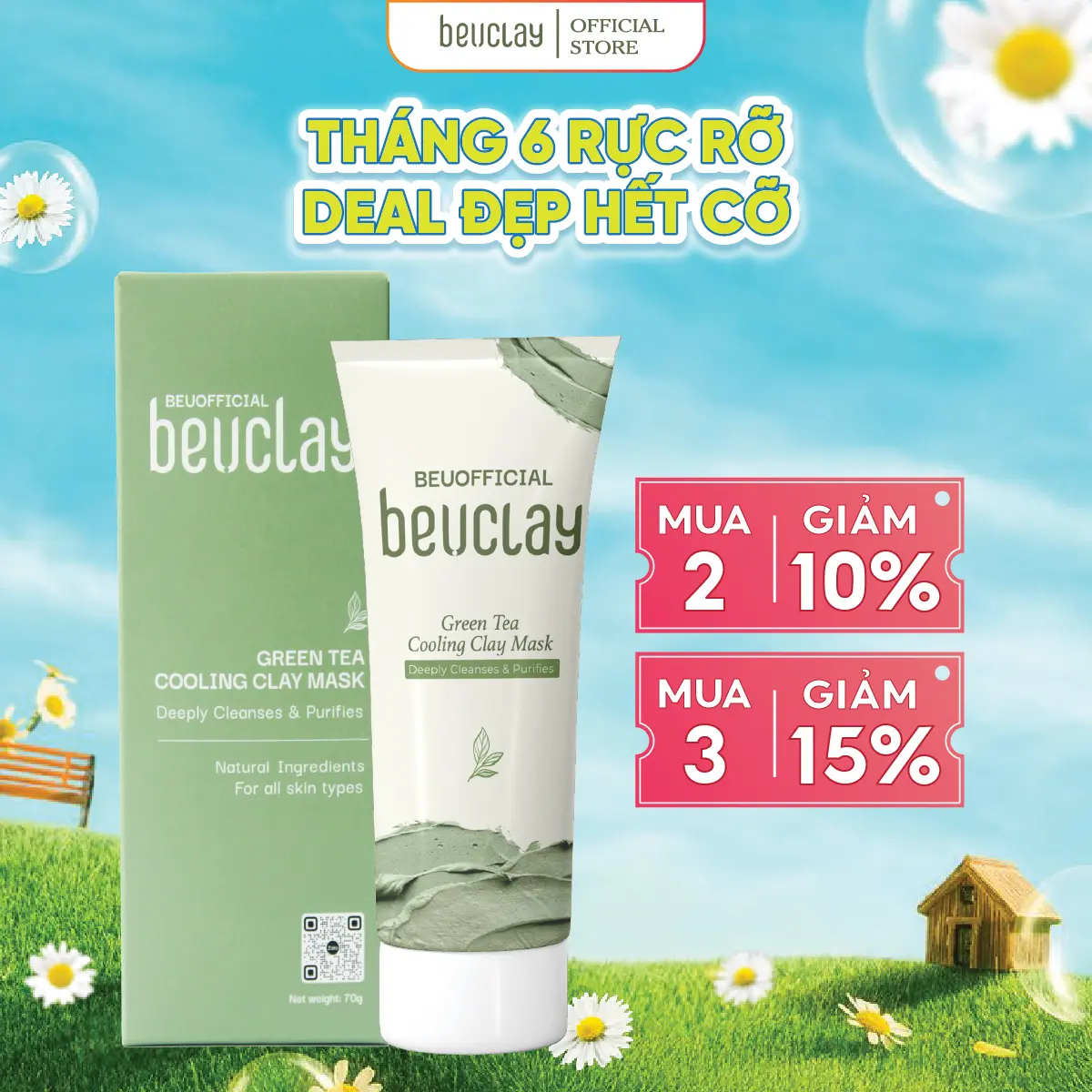 Beuclay Mặt Nạ Đất Sét Trắng Nam Nữ, Hỗ Trợ Tẩy Tế Bào Chết Và Giảm Thiểu Dầu Thừa - 70G - Kem Face Skincare Mặt Nạ Hỗ Trợ Dưỡng Trắng Làm Đẹp Hỗ Trợ Thu Nhỏ Lỗ Chân Lông Phục Hồi Cosmetics Vitamin E Tốt Mask Set Bùn - Mn001