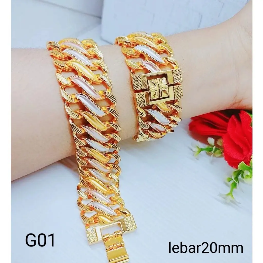 Gelang Tangan Wanita Rantai Kombinasi Perhiasan Xuping Emas Dewasa Terbaru Bracelets