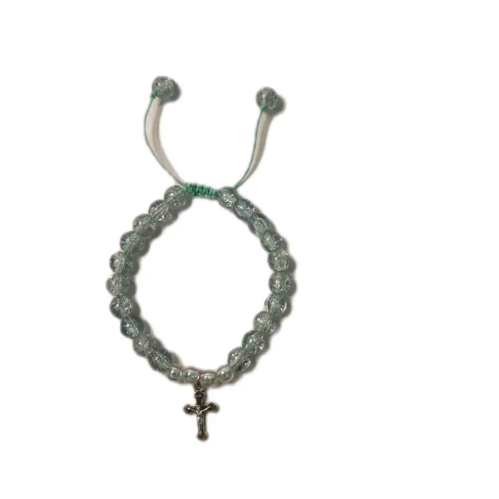 gelang salib cantik batu kaca berat