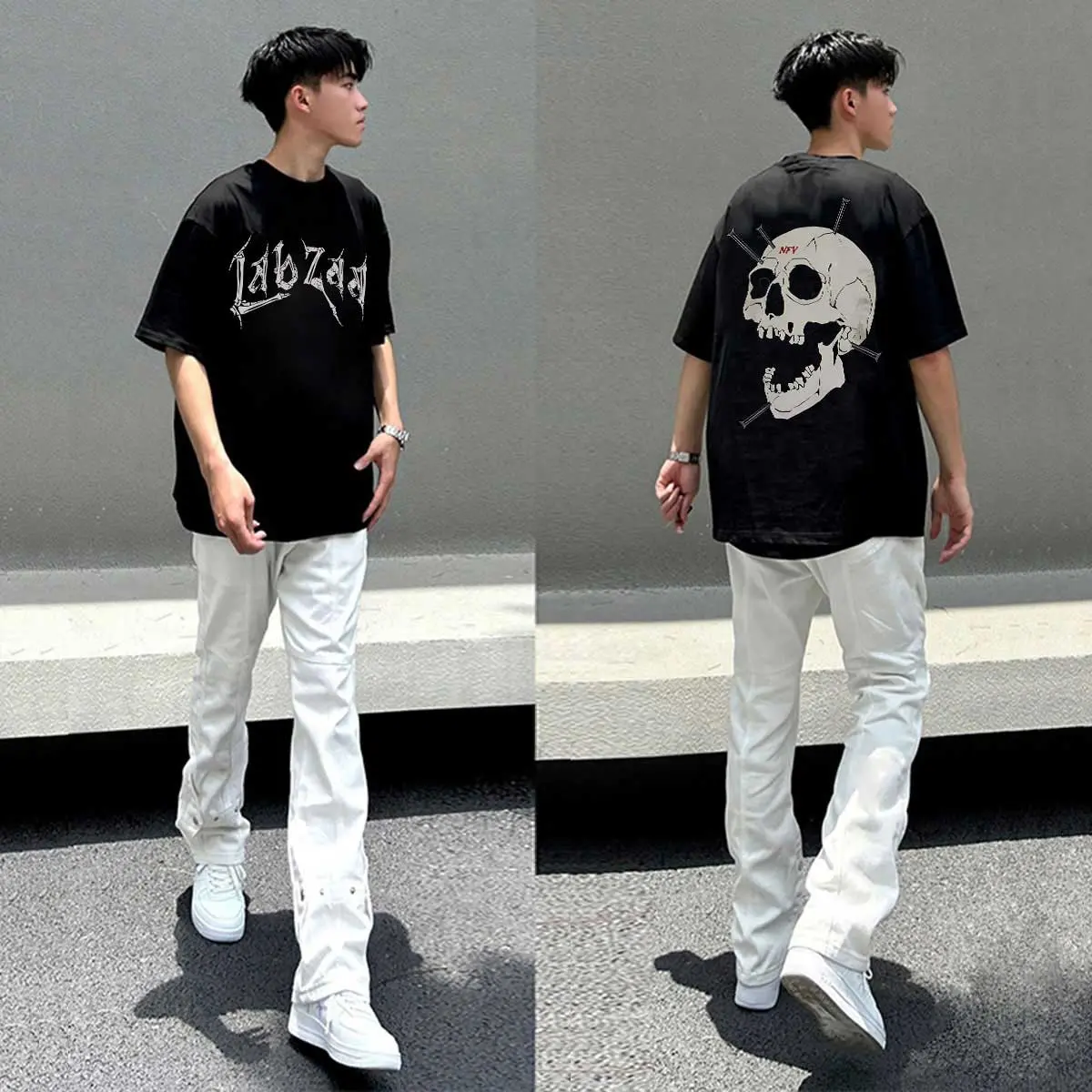T-shirt Atasan Baju Kaos Oversize Pria Hitam Lengan Pendek Dewasa Distro Katun Combed C080