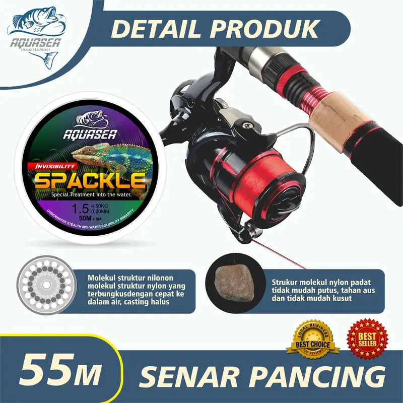 Aquasea - Senar Pancing Warna Merah Nilon Garis Fishing Line Memancing Garis Sub Utama Senar Pancing Ikan Line Fishing Speckle Bunglon Senar Pancing Nilon Senar Titik Tak Terlihat Garis Invisible Line Nylon 3