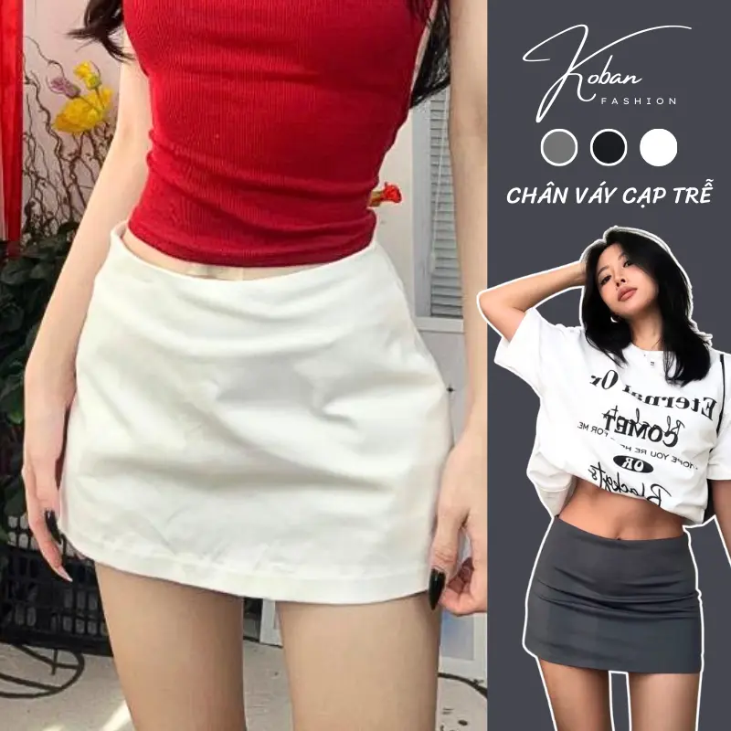 [KB20 LÓT TRONG] Chân Váy Ngắn KOBAN Basic mini Skirt Trơn Phong Cách Y2k Siêu Ngắn Nữ (Ngang Rốn Hoặc Dưới Rốn)