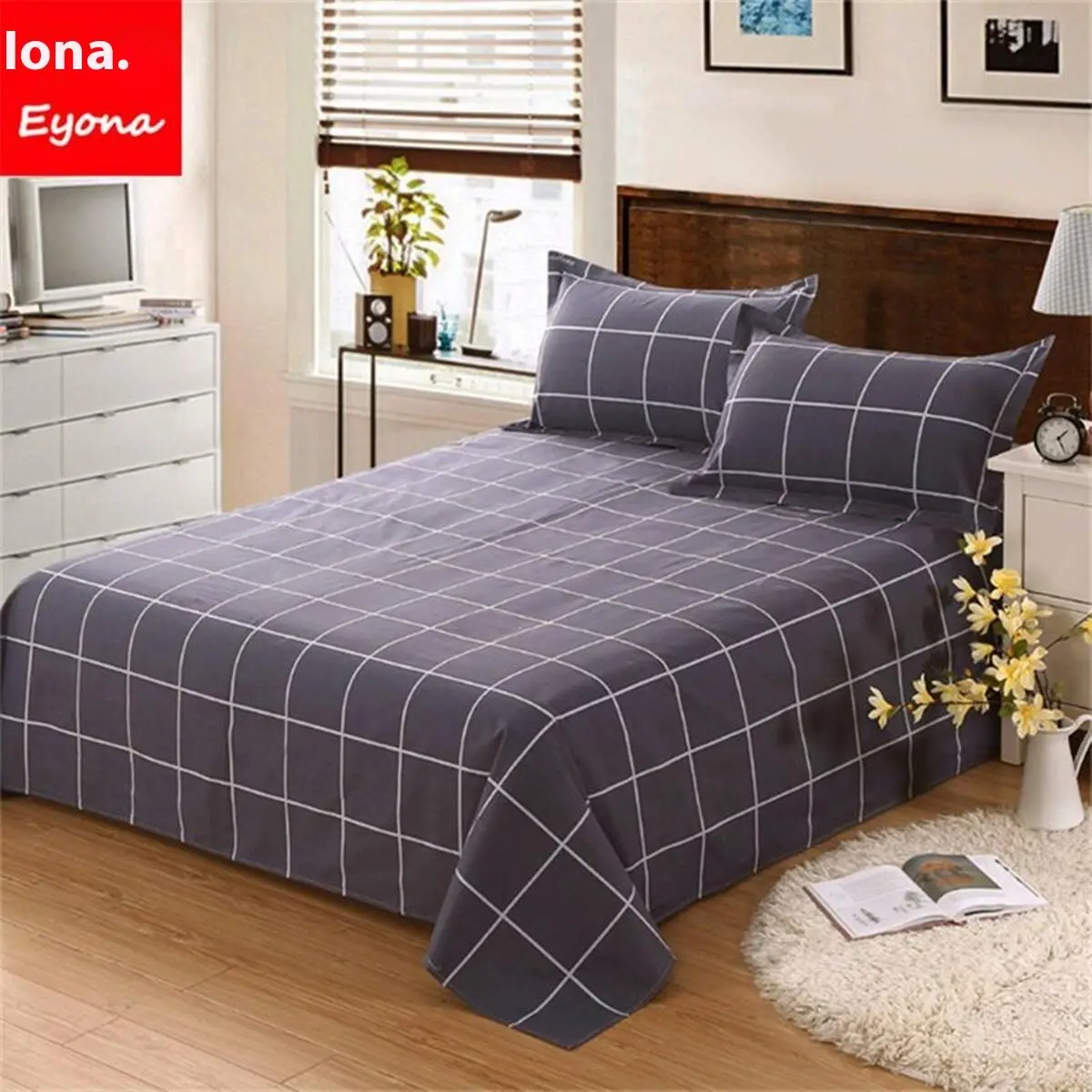 Polyester Printing Queen King Size Bed Cover Breathable Durable Flat Sheet Bedspread Without Pillowcase