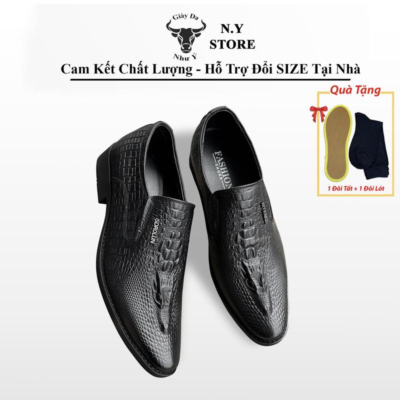 Giày Tây Nam Công Sở mã CS3 Giày Da Bò Dập Vân 3D Tặng Kèm 1 Đôi Tất và 1 Đôi Lót Quế