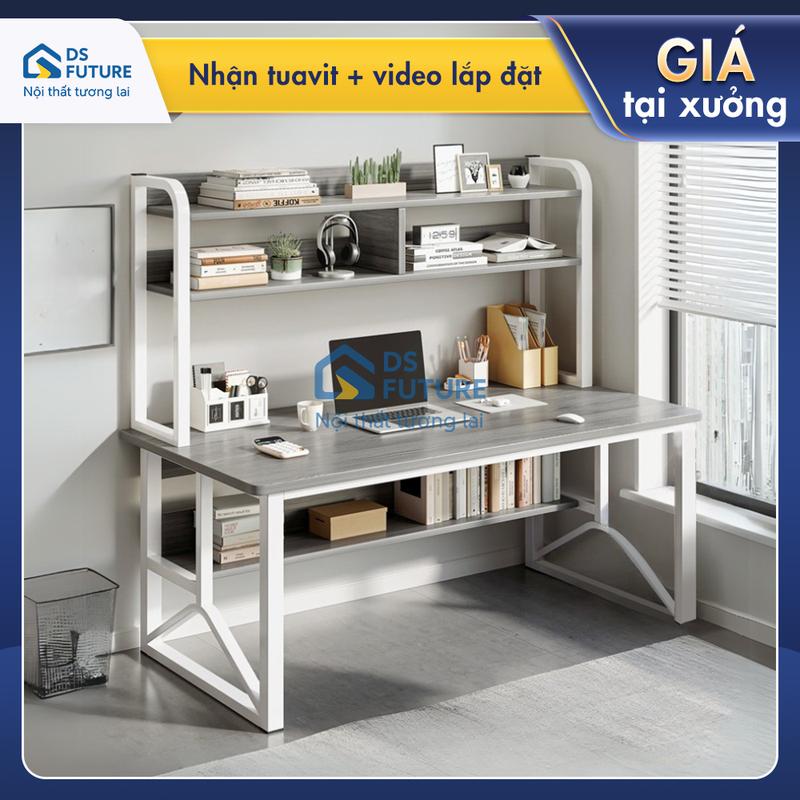  Bàn làm việc có kệ sách U4 Bàn học cho bé bàn học sinh lắp ghép bàn gỗ MDF dày 15mm chân sắt sơn tĩnh điện 2 lớp 