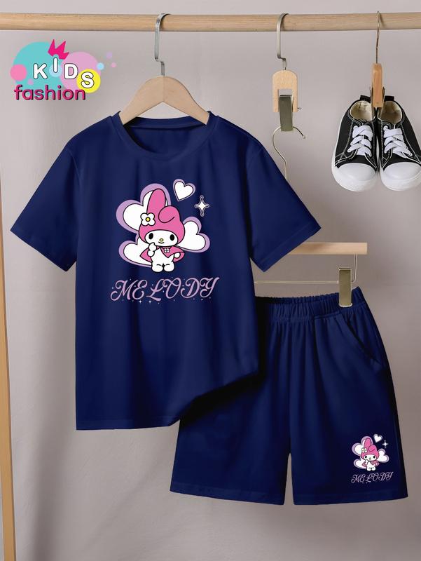 Setelan Anak Laki-laki / Perempuan dan Celana Pendek Ukuran 3-10thn Motif Melo Love Fashion 3
