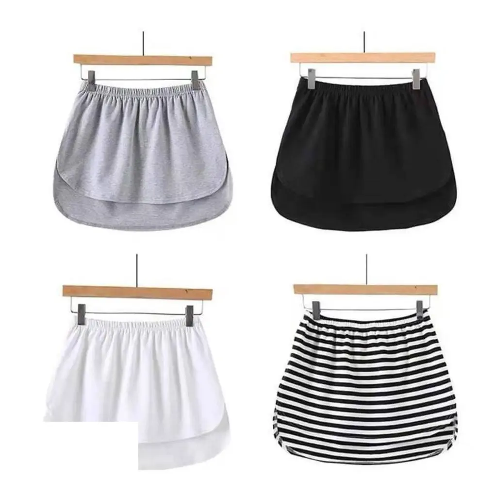 READY STOCK Woman Elastic Waist Simple Plain Halfmoon Skirt Muslimah Extender White/Black/Grey 220230