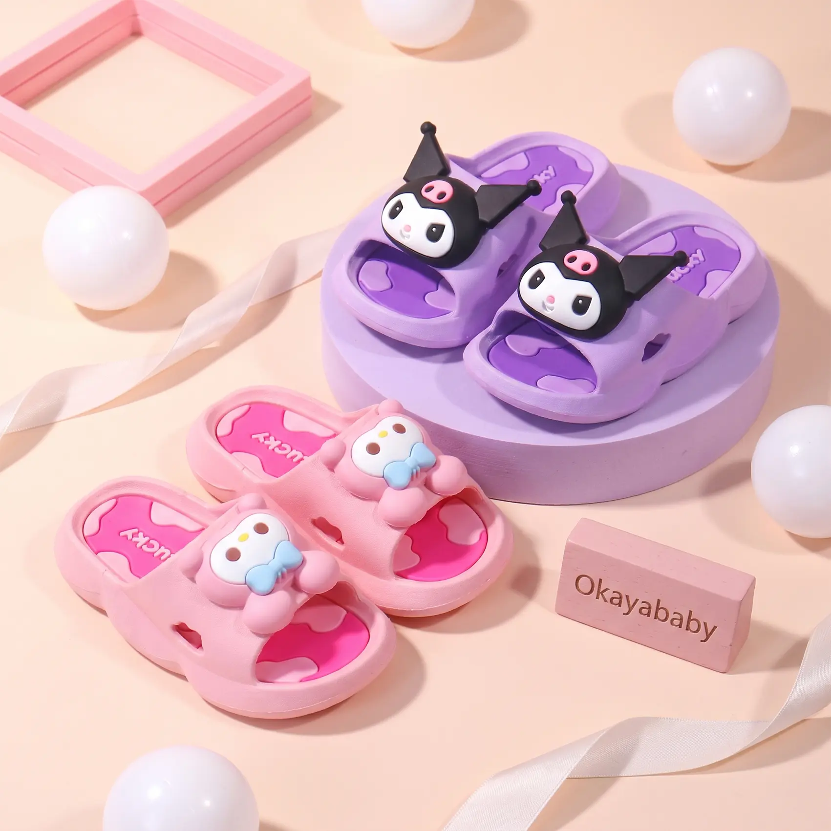 PROMO 8.8 IMPORT OkayBaby B386 Sendal Slop Kartun Anak Perempuan kekinian Sandal Sepatu Fashion Lucu Anak-Anak Cewek Bahan Karet Slip Anti Licin Casual  Umur 2-5 Tahun Anti Terbaru Alas Kaki Nyaman Empuk Size 24-35
