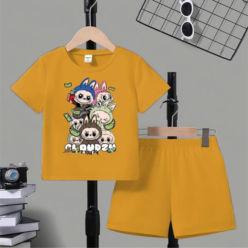 Product Introduction of Bestwear.id - Setelan anak laki-laki dan perempuan celana pendek sablon digital LABUBU CLOUDZY bahan cotton combed / Pakaian anak unisex celana pendek sablon digital 1-10 tahun 1