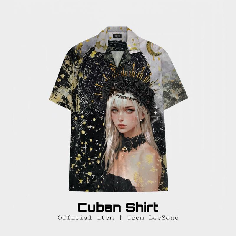 Sơmi Nữ Thần Bóng Đêm | Cuban Shirt LEEZONE form rộng Menswear Áo Sơ Mi