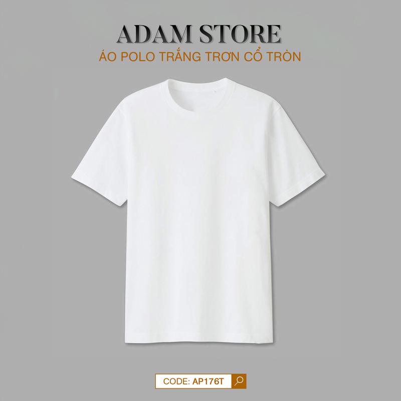 ÁO PHÔNG NAM ADAM STORE MÀU TRẮNG CỔ TRÒN AP176T ĐƠN GIẢN DỄ PHỐI