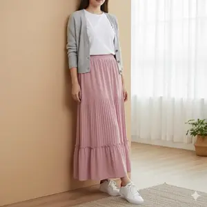 Rok Plisket Pempel Mayung Korean Skirt Ruffle Hyget Polos Wanita Rok ruffle mayung