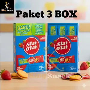 (3Box) Slai Olai isi 3x10x4 Biscuits Rasa Stroberi Blueberi Nanas