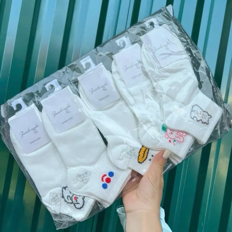 Set 5 đôi cổ ngắn tổng hợp màu trắng cotton kháng khuẩn thấm hút mồ hôi tốt MOHALI SVN069 7