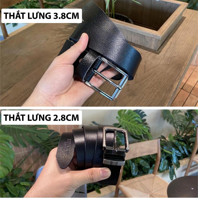 dây nịt da bò mộc bản 3.8cm khóa kim xi n1267 thời trang inichi