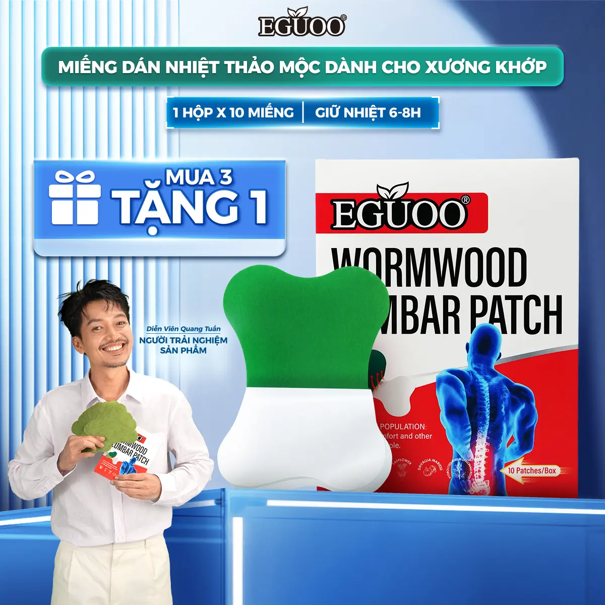 Miếng Dán Nhiệt Thảo Mộc Hỗ Trợ Giảm Đau, Tê Mỏi, Giúp Làm Dịu Cơn Đau Cơ EGUOO - 1 Hộp 10 Miếng