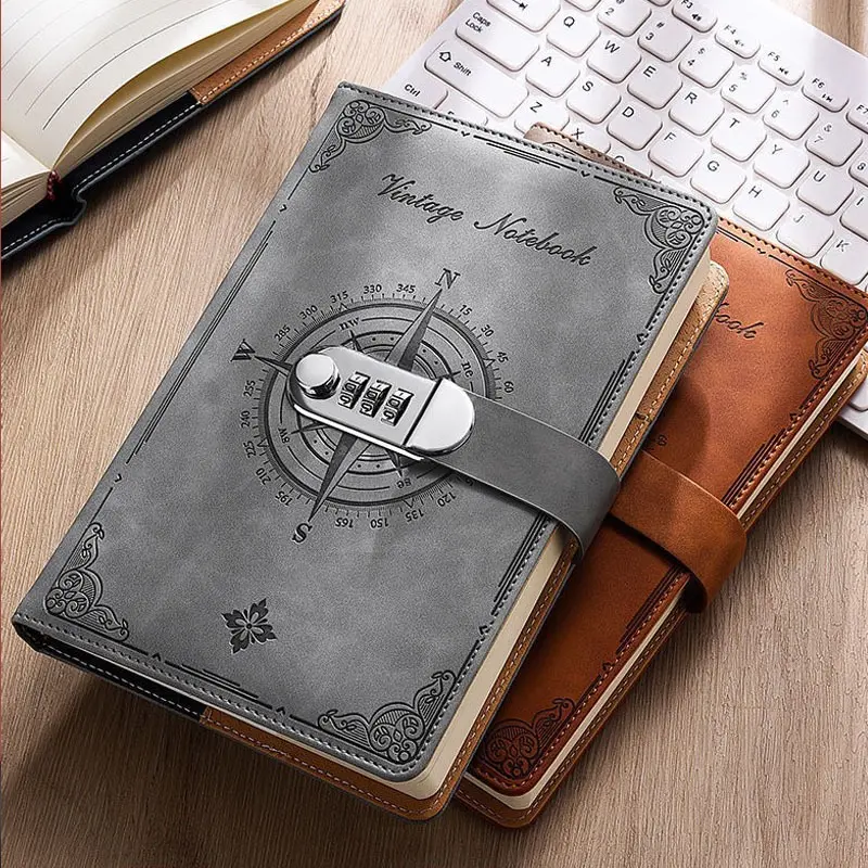 A5 Notebook Retro Password LockMulti functonal Notebook Handbook Office StationeryNotebook