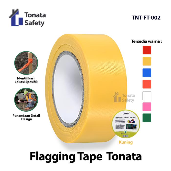 Gambar Flagging Tape Tonata / Pita Survey Penanda Kuning 2 cm x 30 m / Pita Penanda Area Proyek / Survey Marking Tape / Pita Pembatas Lokasi Kerja / Aksesoris Safety Lapangan / Pita Penanda Non Perekat untuk Konstruksi, Tambang, dan Survey Lapangan dari Tonata Indonesia Kab. Tangerang Tokopedia