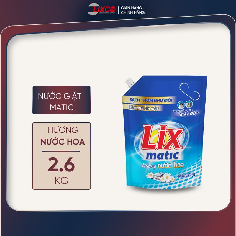 Nước giặt Lix Matic 2.6kg hương nước hoa túi giặt tẩy NGM27