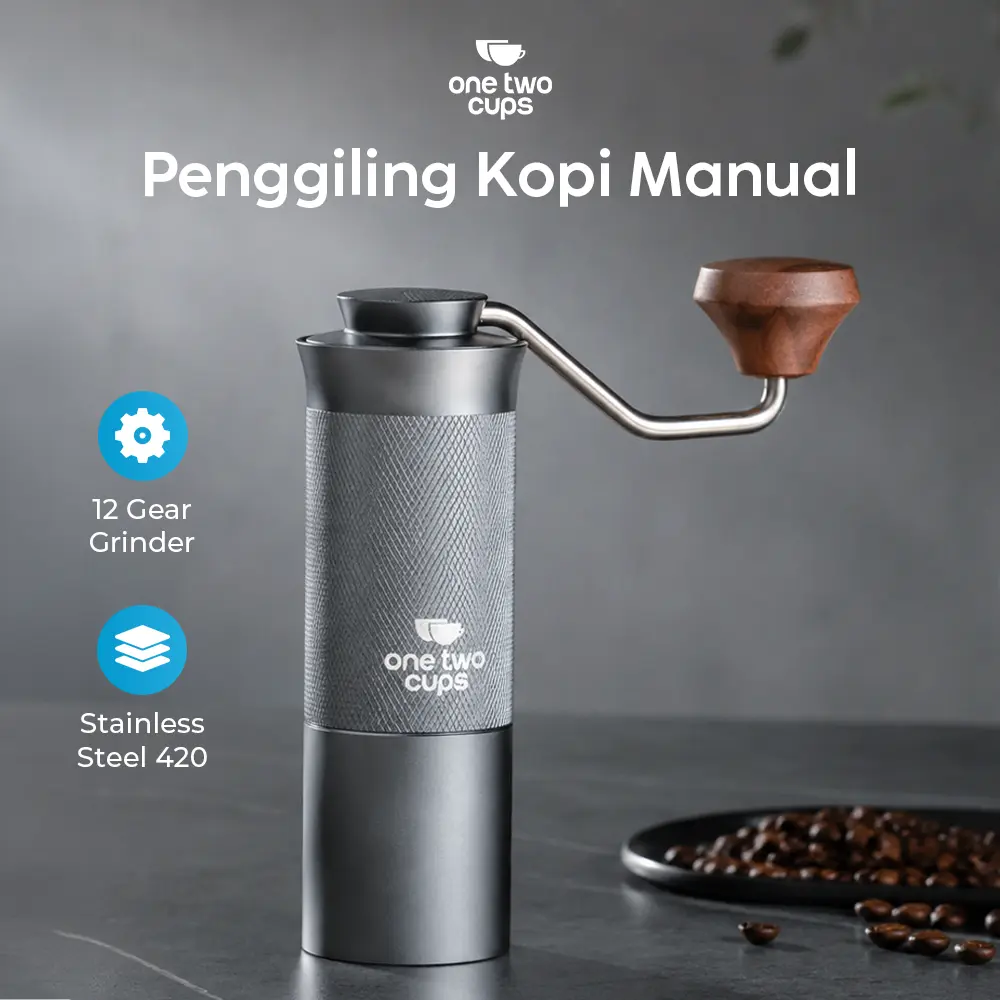 Penggiling Kopi Manual Coffee Grinder Stainless 420 Gray X1 One Two Cups