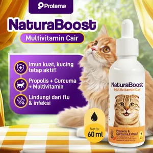 [NATURABOOST 60ml] Multivitamin Obat Kucing & Sumber Energi | Sakit Cold - Flu - Pilek Berat - Bersin - Cegah Bakteri Virus - Cegah Panleukopenia | Immune Booster Alami & Daya Tahan Tubuh Tetap Fit | Protema