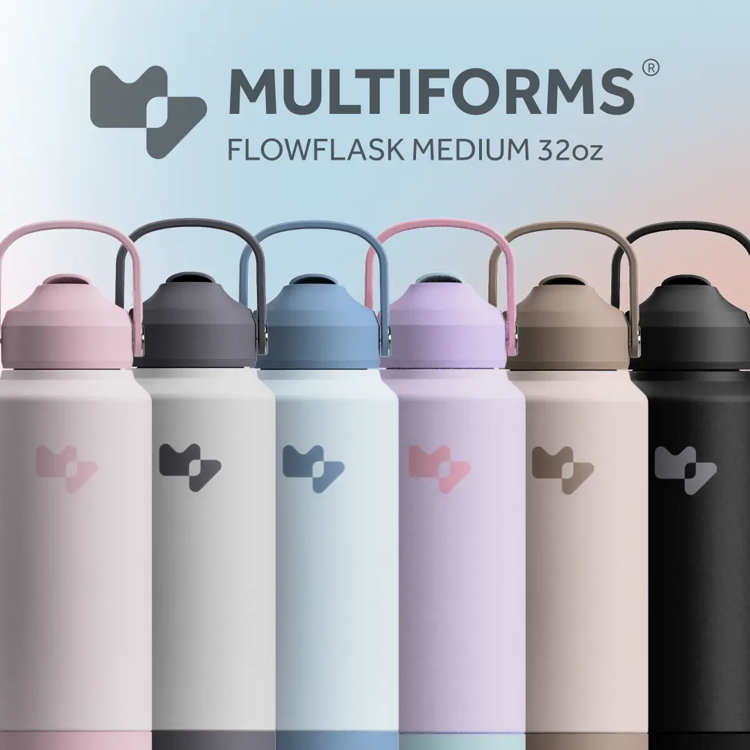 Multiforms 32oz Flowflask | Thermal Flask Water Bottle | Straw | Insulated Stainless Steel | Engrave Drinkware Tumbler