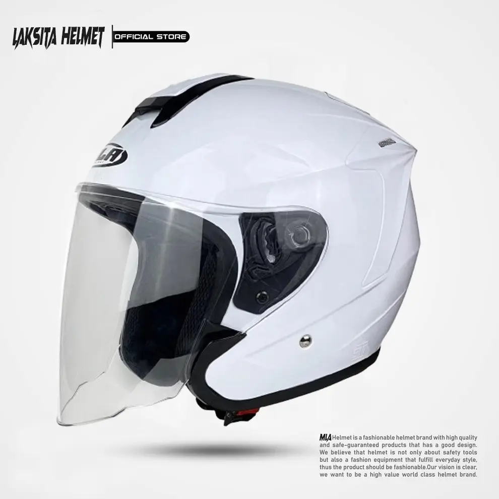 HELM HALF FACE TERBARU MLA PHANTOM SOLID WHITE-HELM TERBARU PRIA WANITA DEWASA TERMURAH SNI