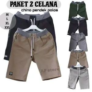 [COD] Paket Isi 2 Celana Pendek Pria Celana Chino Polos Distro Keren M L XL XXL