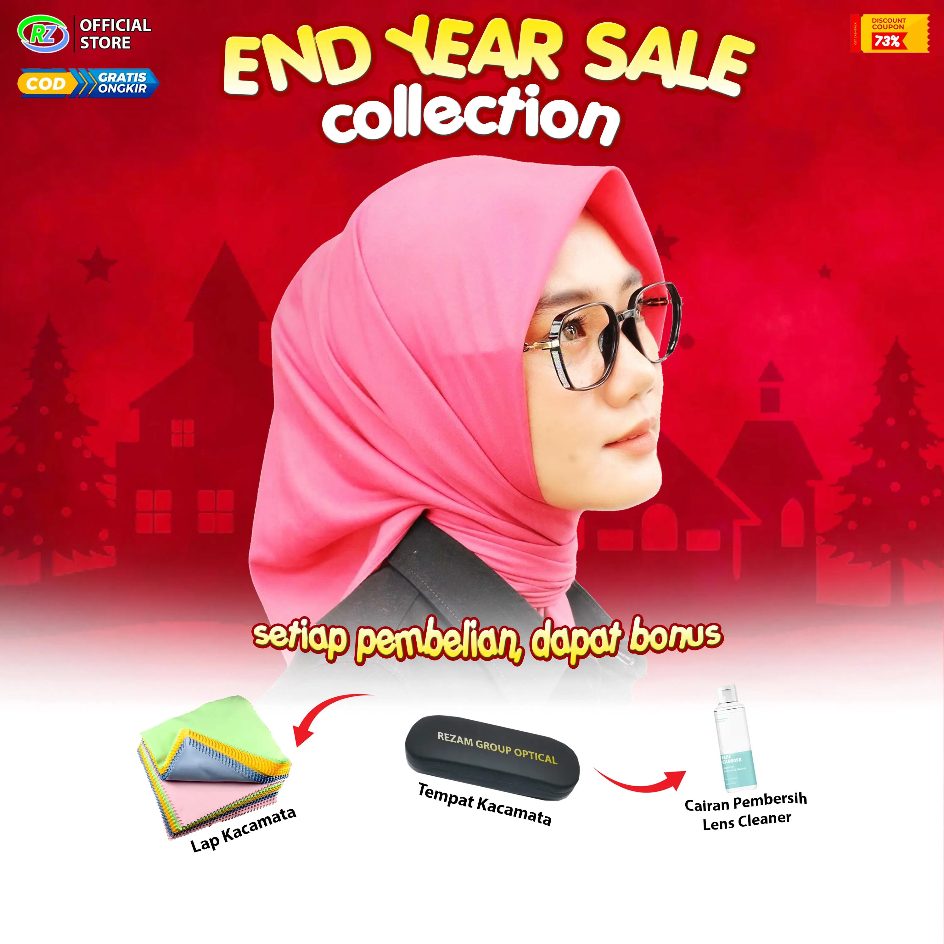 [End Year Sale] Kacamata Wanita Pria Model Kotak Antiradiasi - Kode RZ001 V2 Glasses